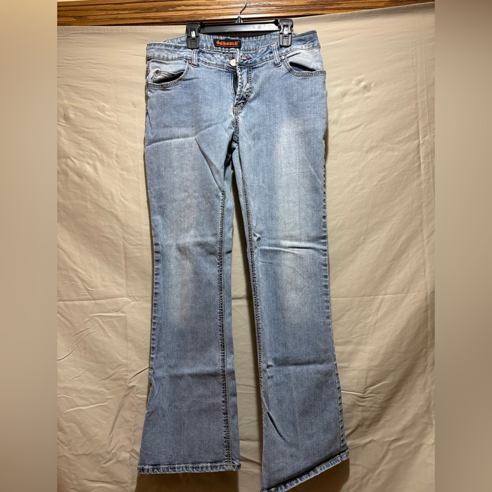 Dollhouse Juniors Size 11/12 Flare Bottom Jeans Butterfly Back Pockets